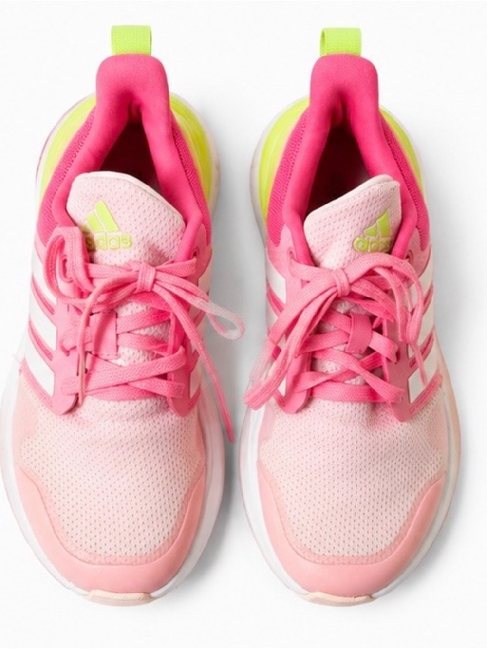 adidas Pink and Neon Yellow Girls' Athletic Running Shoes